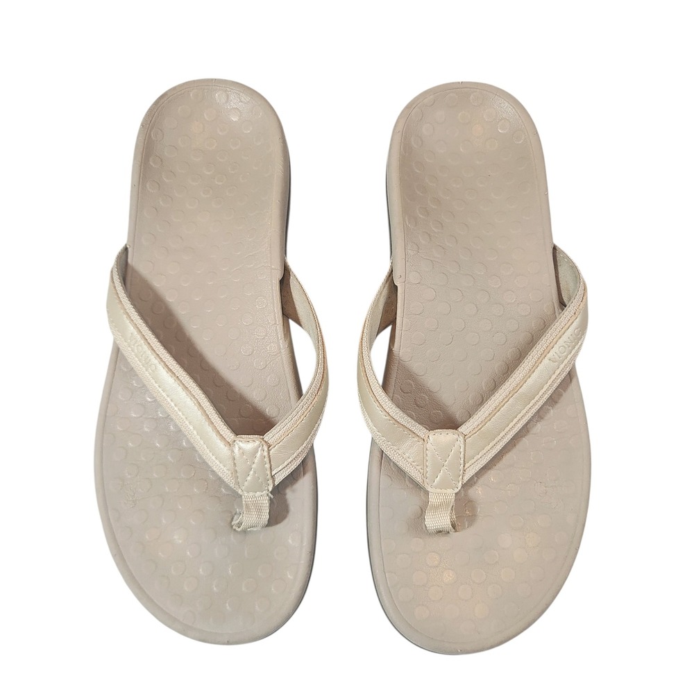 Vionic Tide II Sandals Womens 11 Gold Metallic Orthotic Arch Support Flip Flops